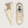 Women’s Stardan in ecru nappa leather with gold glitter star and heel tab