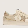Women’s Stardan in ecru nappa leather with gold glitter star and heel tab