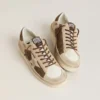Women’s Stardan in military-green suede and beige pony skin with beige suede star