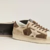 Women’s Stardan in military-green suede and beige pony skin with beige suede star