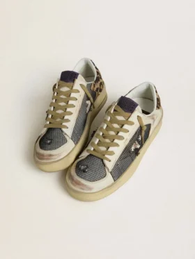 Women’s Stardan in nappa and mesh with leopard-print pony skin heel tab