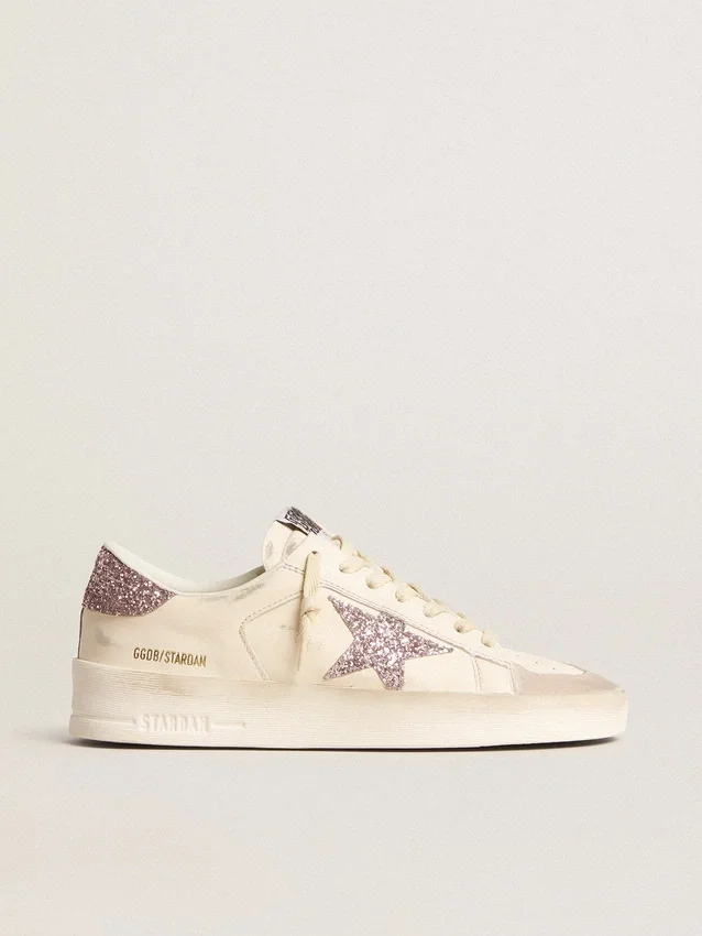 Women's Stardan in nappa and suede with pink glitter star and heel tab