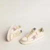 Women's Stardan in nappa and suede with pink glitter star and heel tab
