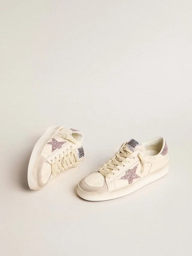 Women's Stardan in nappa and suede with pink glitter star and heel tab