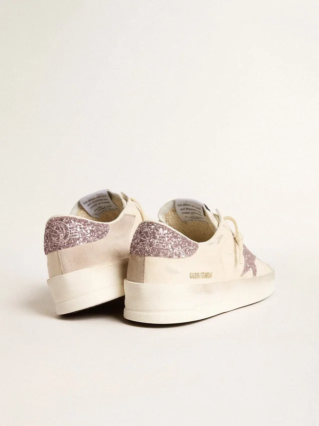 Women's Stardan in nappa and suede with pink glitter star and heel tab