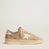 Women's Stardan in old rose suede with white leather star and heel tab