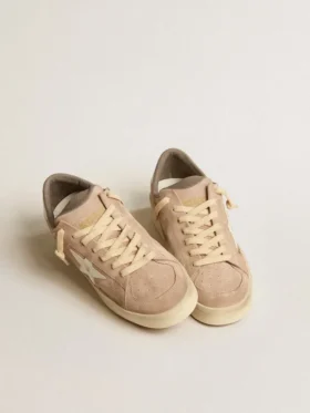 Women’s Stardan in old rose suede with white leather star and heel tab