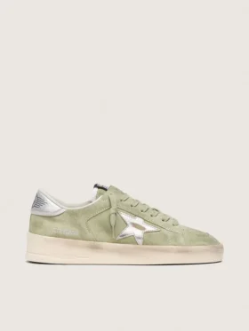 Women’s Stardan in sage-green suede with metallic silver star
