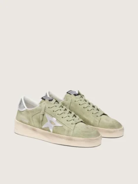 Women’s Stardan in sage-green suede with metallic silver star