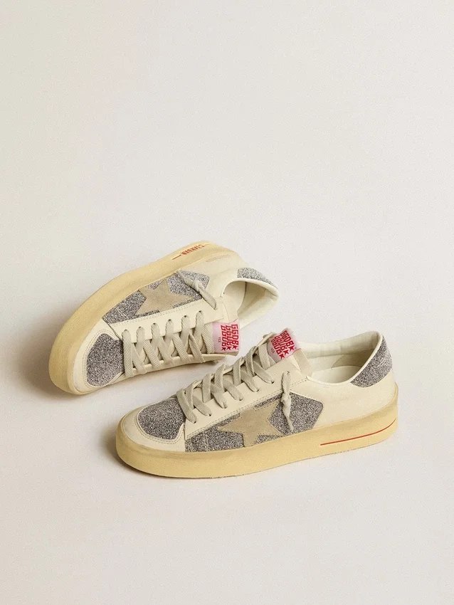 Women's Stardan in suede with sand star and silver Swarovski crystal inserts