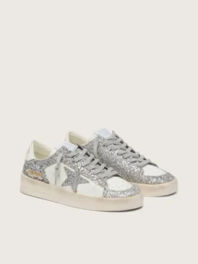 Women’s Stardan in white leather and glitter