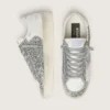 Women's Stardan in white leather and glitter