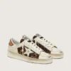 Women’s Stardan in white leather and leopard pony skin with white leather star