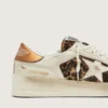 Women’s Stardan in white leather and leopard pony skin with white leather star