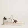 Women's Stardan in white leather with brown glitter star and heel tab