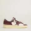 Women’s Stardan in white nappa with burgundy suede star and heel tab