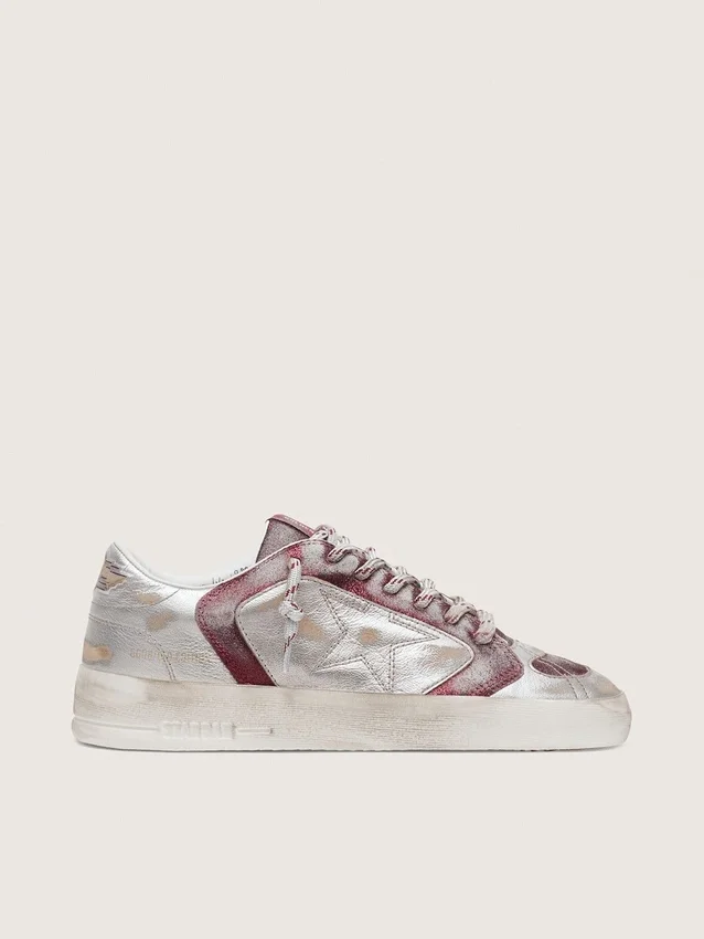 Men’s Stardan LAB in burgundy and silver leather and glitter