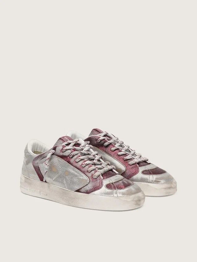 Men’s Stardan LAB in burgundy and silver leather and glitter