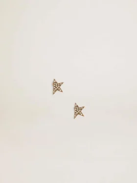 Women's stud earrings in antique gold color with crystals