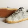 Women’s Super-Star in aged white nubuck with Swarovski crystals