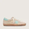 Women’s Super-Star in beige suede with aqua-green star
