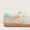 Women’s Super-Star in beige suede with aqua-green star