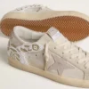 Women's Super-Star in beige suede with bead embroidery and laminated suede star