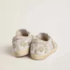 Women's Super-Star in beige suede with bead embroidery and laminated suede star
