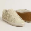 Women’s Super-Star in beige suede with pearls and Swarovski crystals
