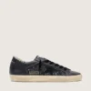 Women's Super-Star in black glitter with black suede star and leather inserts