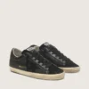 Women's Super-Star in black nappa with black star and glitter heel tab
