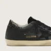 Women's Super-Star in black nappa with black star and glitter heel tab