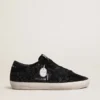 Women's Super-Star in black pony skin with black Swarovski crystals and black suede star