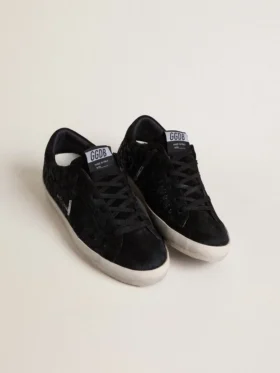 Women’s Super-Star in black pony skin with black Swarovski crystals and black suede star