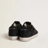 Women's Super-Star in black pony skin with black Swarovski crystals and black suede star