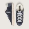 Women’s Super-Star in blue suede with silver glitter star and leather heel tab