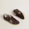 Women's Super-Star in brown suede with silver glitter star