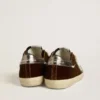 Women's Super-Star in cognac velvet with metallic leather star and heel tab
