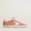 Women’s Super-Star in coral suede with white leather star and heel tab