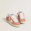 Women’s Super-Star in coral suede with white leather star and heel tab
