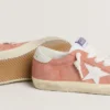 Women’s Super-Star in coral suede with white leather star and heel tab