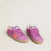 Women's Super-Star in fuchsia suede with fluorescent orange laminated leather star and heel tab