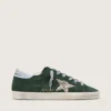 Women's Super-Star in green suede, silver glitter star and leather heel tab
