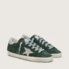 Women's Super-Star in green suede, silver glitter star and leather heel tab