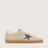 Women's Super-Star in ice-gray suede with silver glitter star and leather heel tab