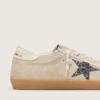 Women's Super-Star in ice-gray suede with silver glitter star and leather heel tab
