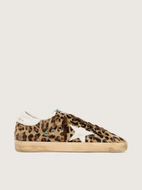 Women’s Super-Star in leopard-print pony skin with leather star and heel tab