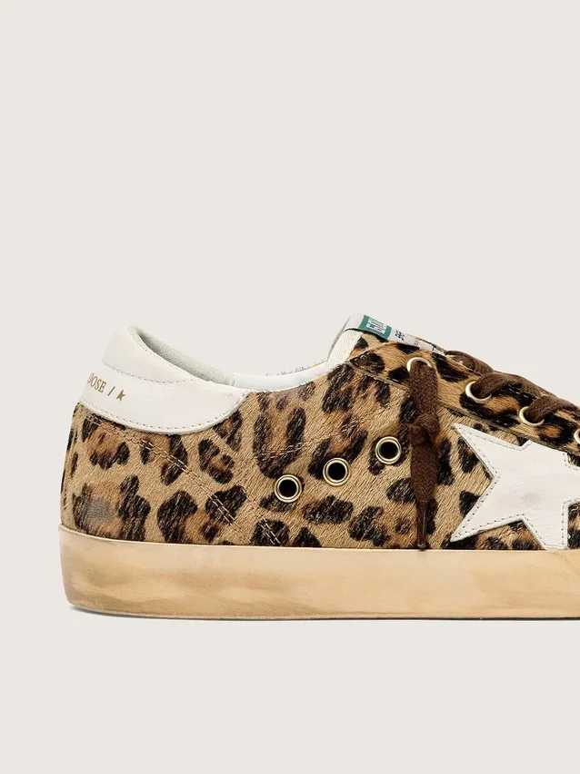 Women’s Super-Star in leopard-print pony skin with leather star and heel tab