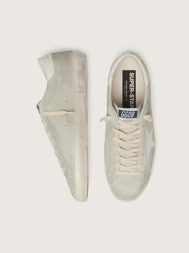 Women’s Super-Star in light gray suede with white leather star