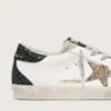 Women’s Super-Star in nappa leather with gold glitter star and black glitter heel tab